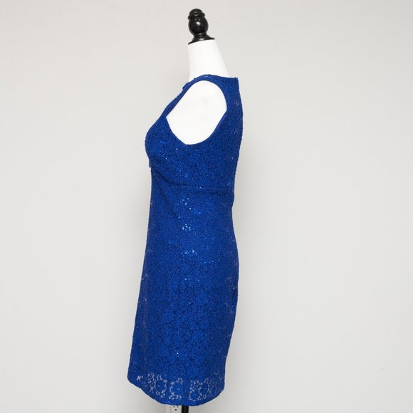 Bellissima Blue Lace Dress with Sequins - Picture 3 of 6